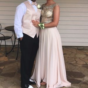 Champagne Beaded Prom Dress